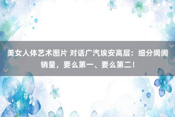 美女人体艺术图片 对话广汽埃安高层：细分阛阓销量，要么第一、要么第二！